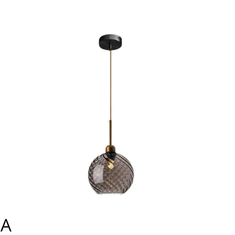 Suspension Décentrée en Verre Texturé – Ocre ou Gris Fumé, 4 Designs