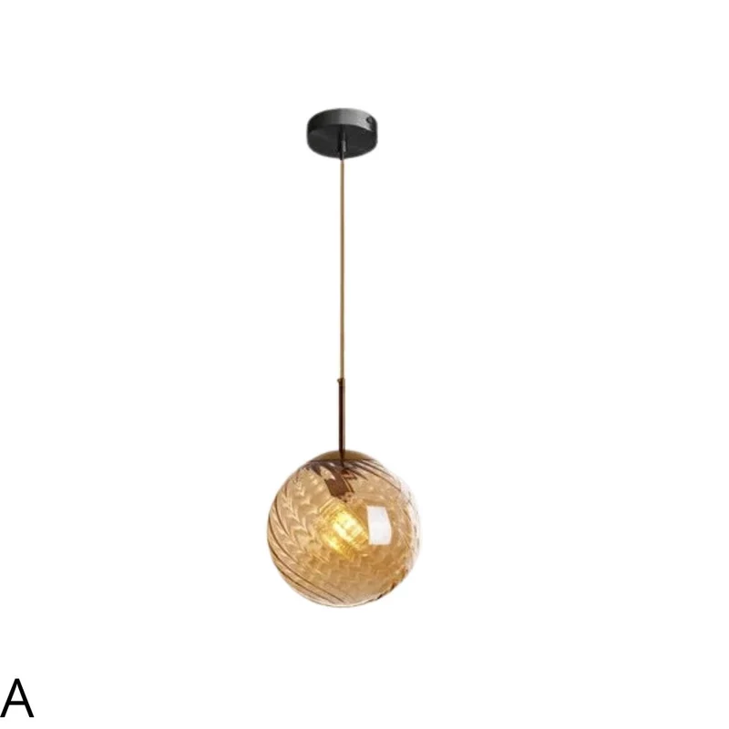 Suspension Décentrée en Verre Texturé – Ocre ou Gris Fumé, 4 Designs