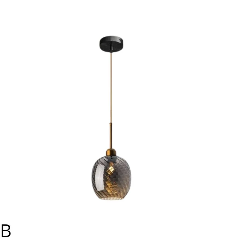 Suspension Décentrée en Verre Texturé – Ocre ou Gris Fumé, 4 Designs