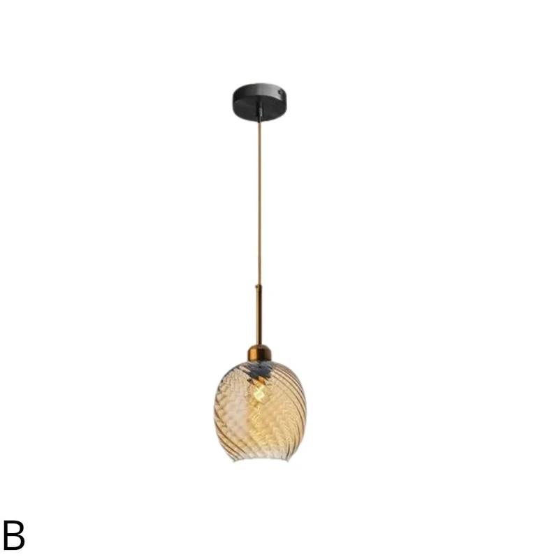 Suspension Décentrée en Verre Texturé – Ocre ou Gris Fumé, 4 Designs