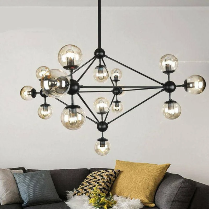 Lustre Noir Moderne à Bras Orientables – Éclairage Personnalisable