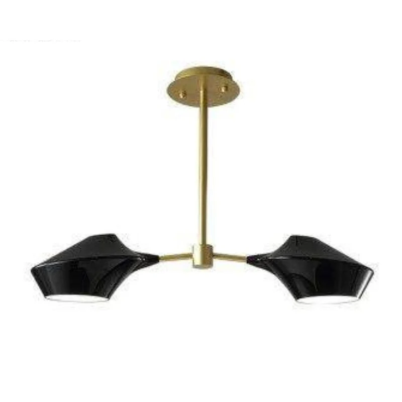Lustre Bois et Noir à Branches – 2 à 8 Abat-jours, Salon ou Chambre