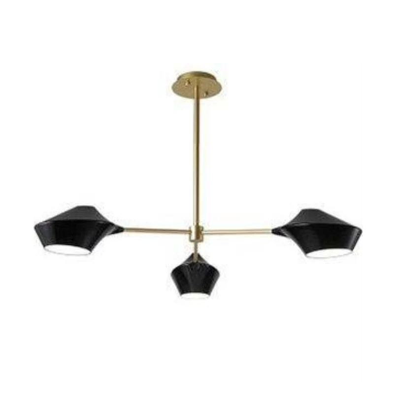 Lustre Bois et Noir à Branches – 2 à 8 Abat-jours, Salon ou Chambre