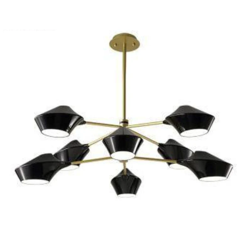 Lustre Bois et Noir à Branches – 2 à 8 Abat-jours, Salon ou Chambre
