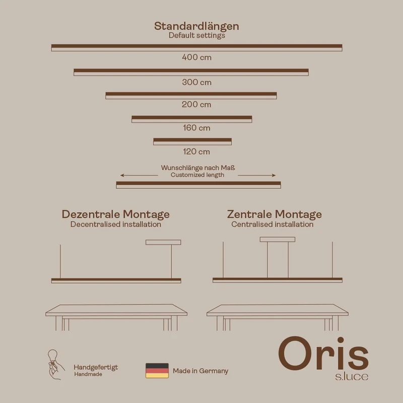 s.luce Oris LED-Linienleuchte Büro-Pendellampe XL nach Maß 4000K