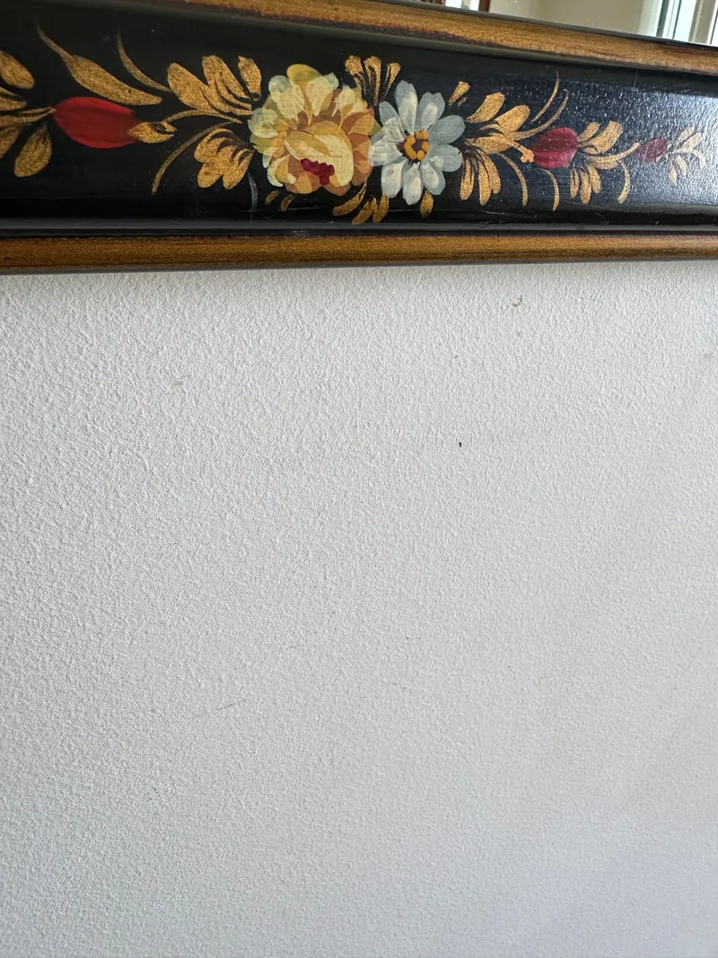 Miroir rectangulaire en bois laqué décoré à la main