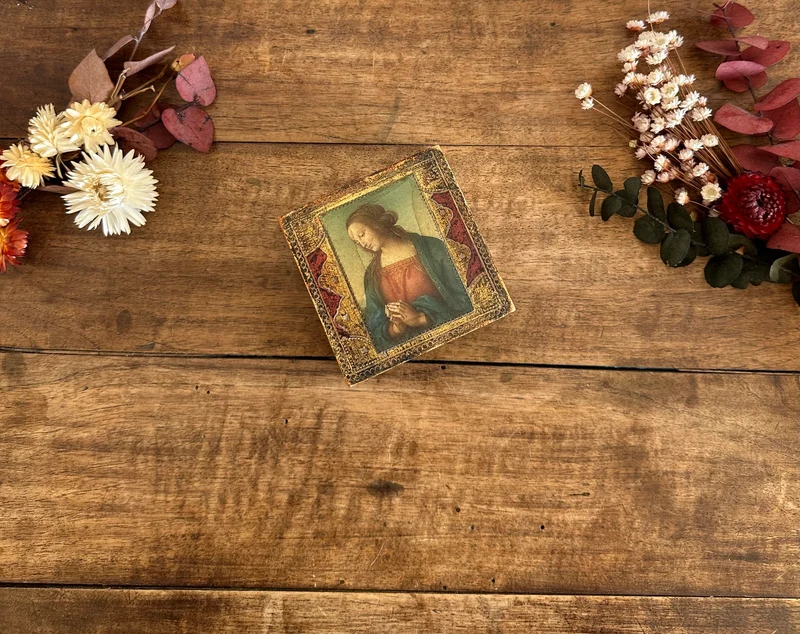 Boite en bois rectangulaire style florentin impression façon icône