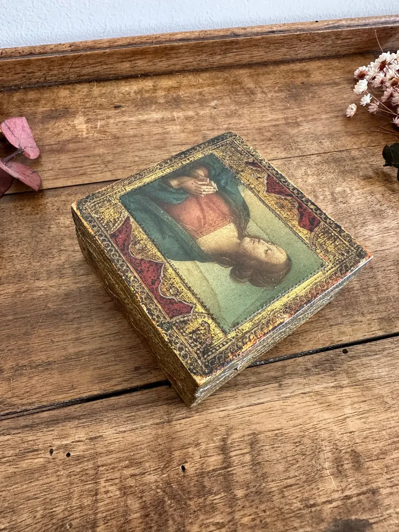 Boite en bois rectangulaire style florentin impression façon icône