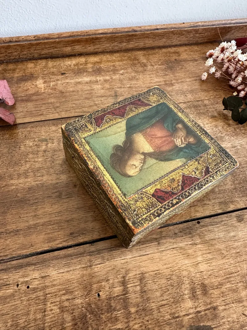 Boite en bois rectangulaire style florentin impression façon icône
