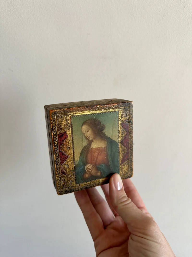 Boite en bois rectangulaire style florentin impression façon icône