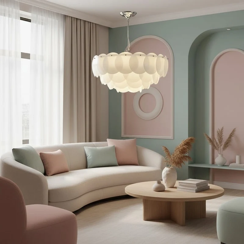 Lustre LED Blanc Moderne en Verre