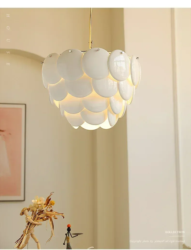 Lustre LED Blanc en Céramique