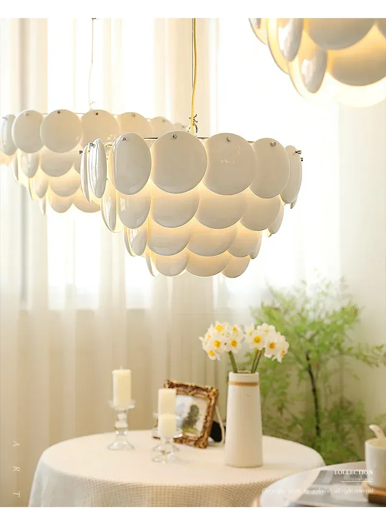 Lustre LED Blanc en Céramique