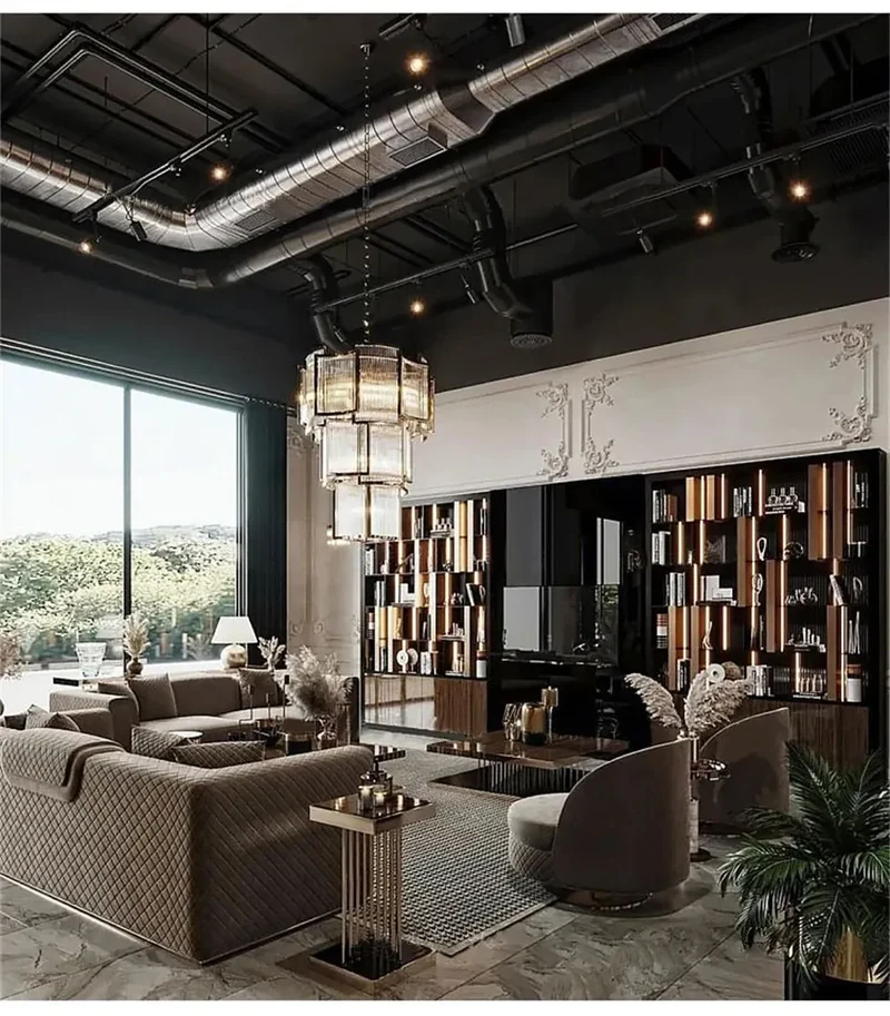 Grand Lustre Art Déco Moderne en Verre Dimmable