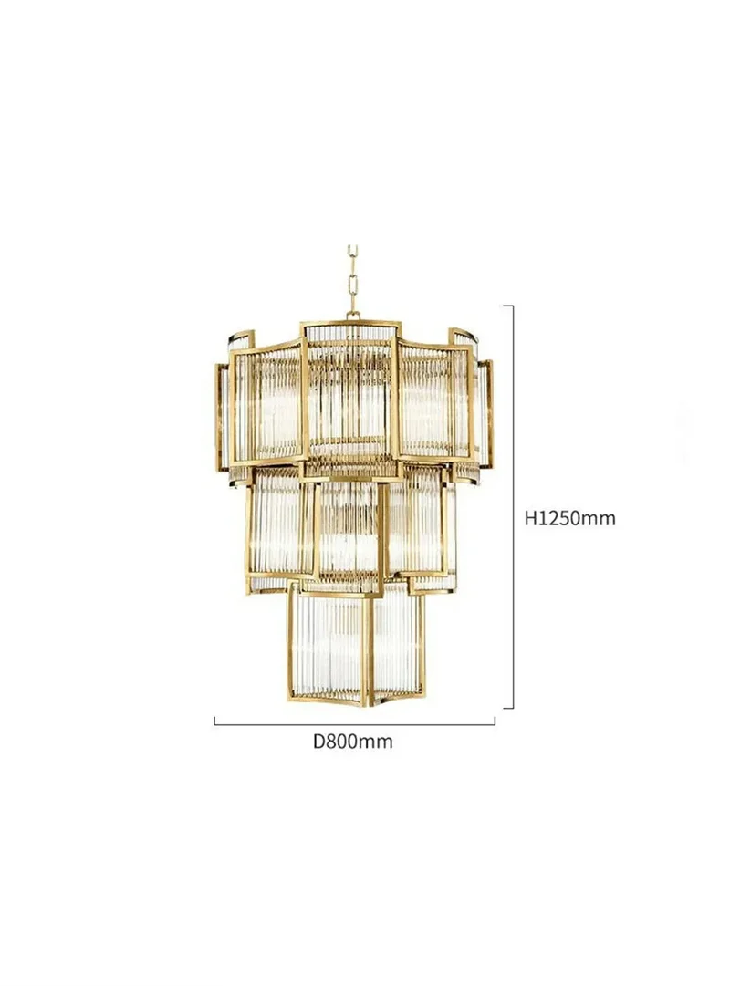Grand Lustre Art Déco Moderne en Verre Dimmable