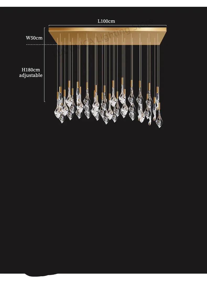 Grand Lustre en Escalier de Cristaux Suspendus