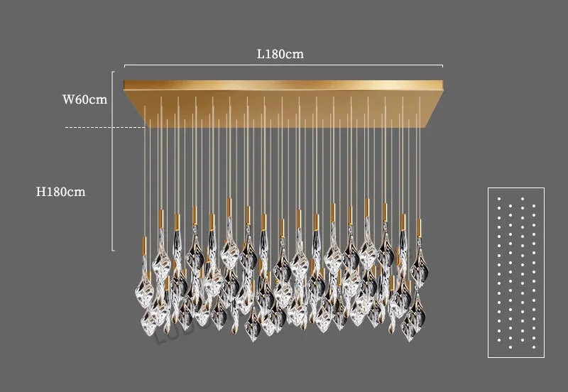 Grand Lustre en Escalier de Cristaux Suspendus