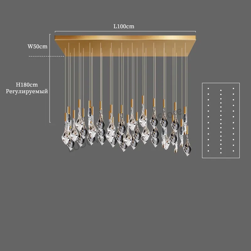 Grand Lustre en Escalier de Cristaux Suspendus