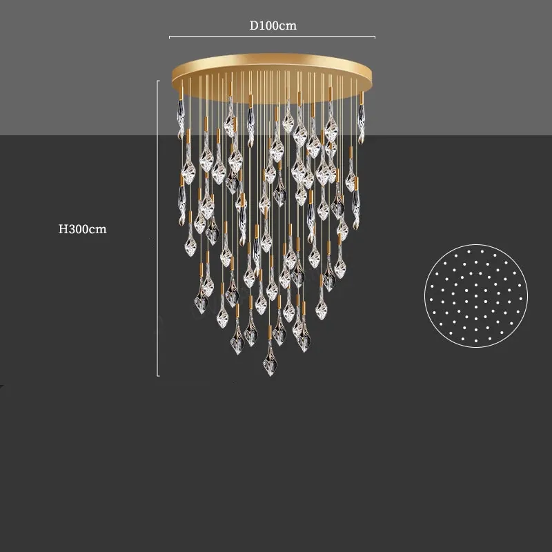 Grand Lustre en Escalier de Cristaux Suspendus