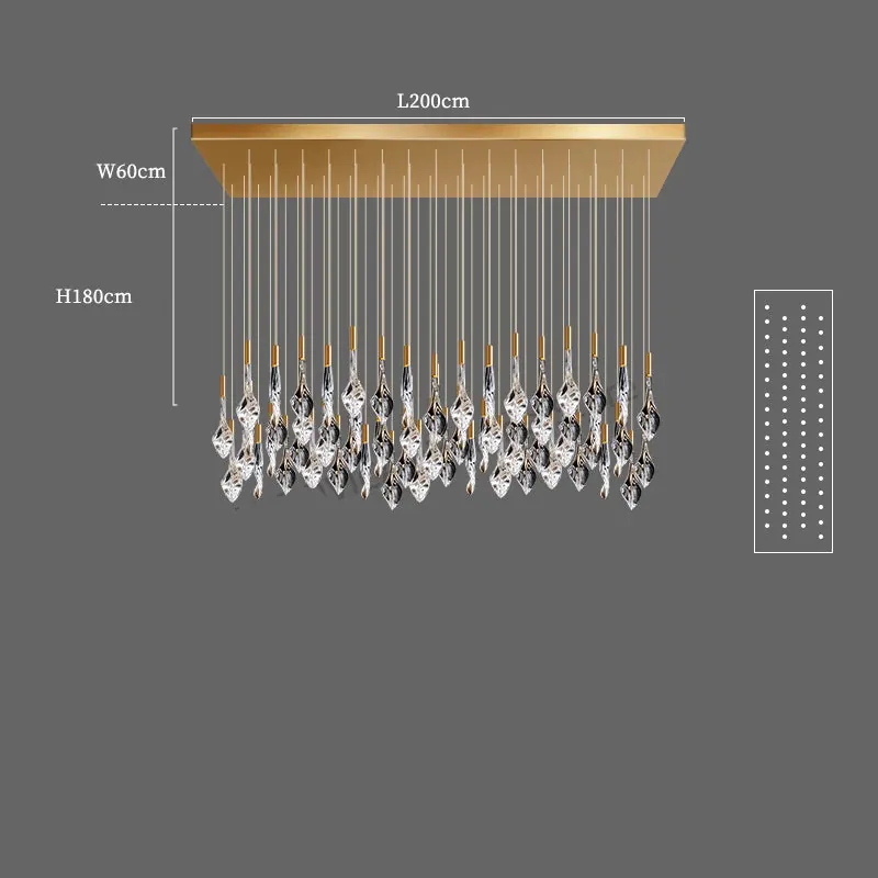 Grand Lustre en Escalier de Cristaux Suspendus