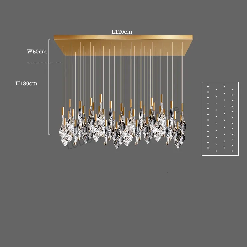 Grand Lustre en Escalier de Cristaux Suspendus