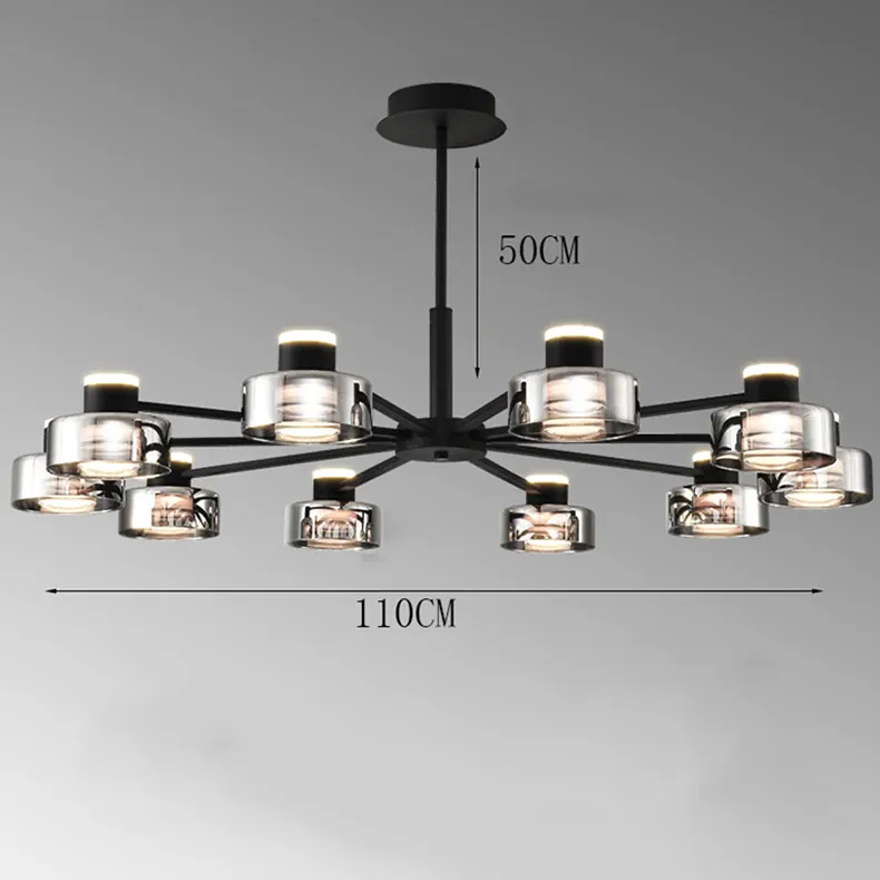 Plafonnier Lustre Noir de Salon