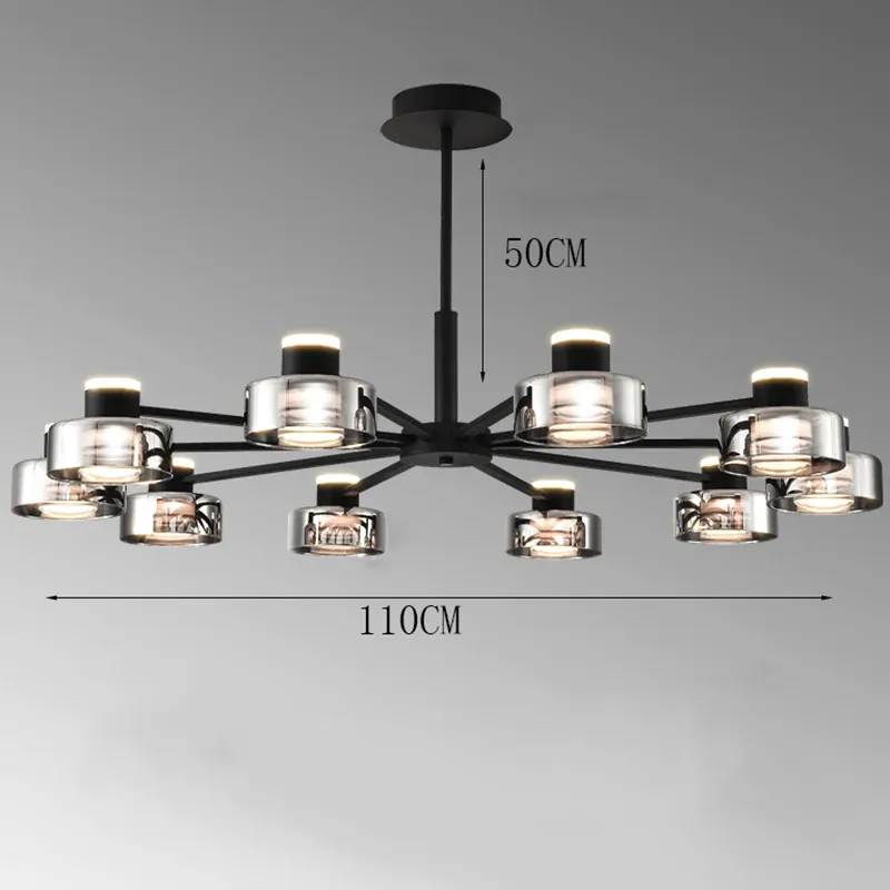 Plafonnier Lustre Noir de Salon