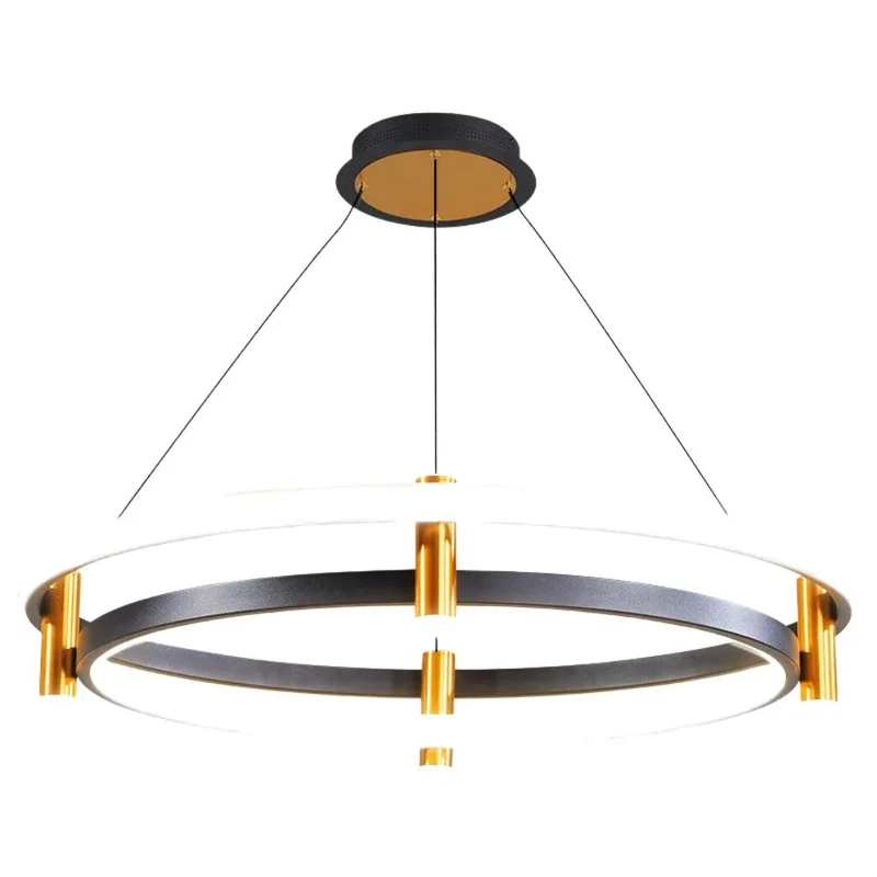 Suspension Luminaire Escalier en Anneau LED – Doré, Noir ou Blanc