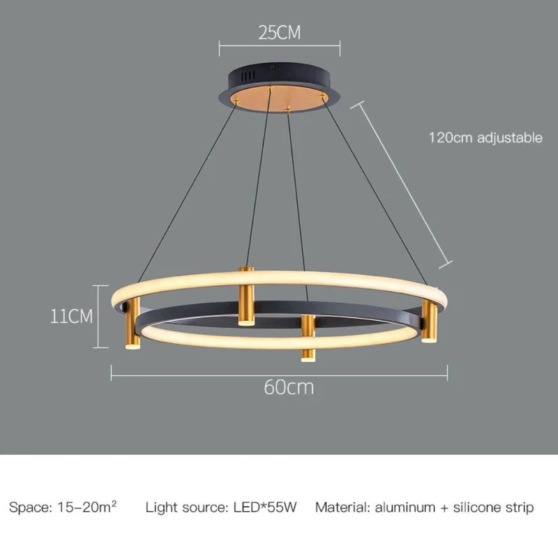 Suspension Luminaire Escalier en Anneau LED – Doré, Noir ou Blanc