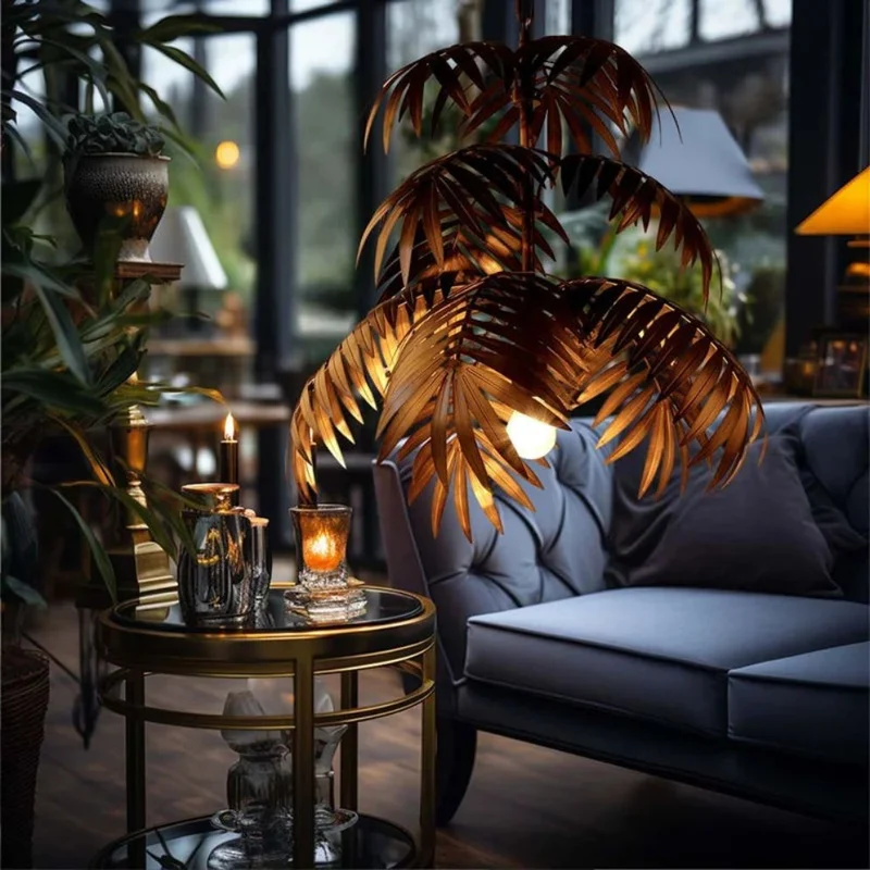 Lustre Jungle Feuille de Gingko Cuivrée – Jeux d'Ombres Naturels