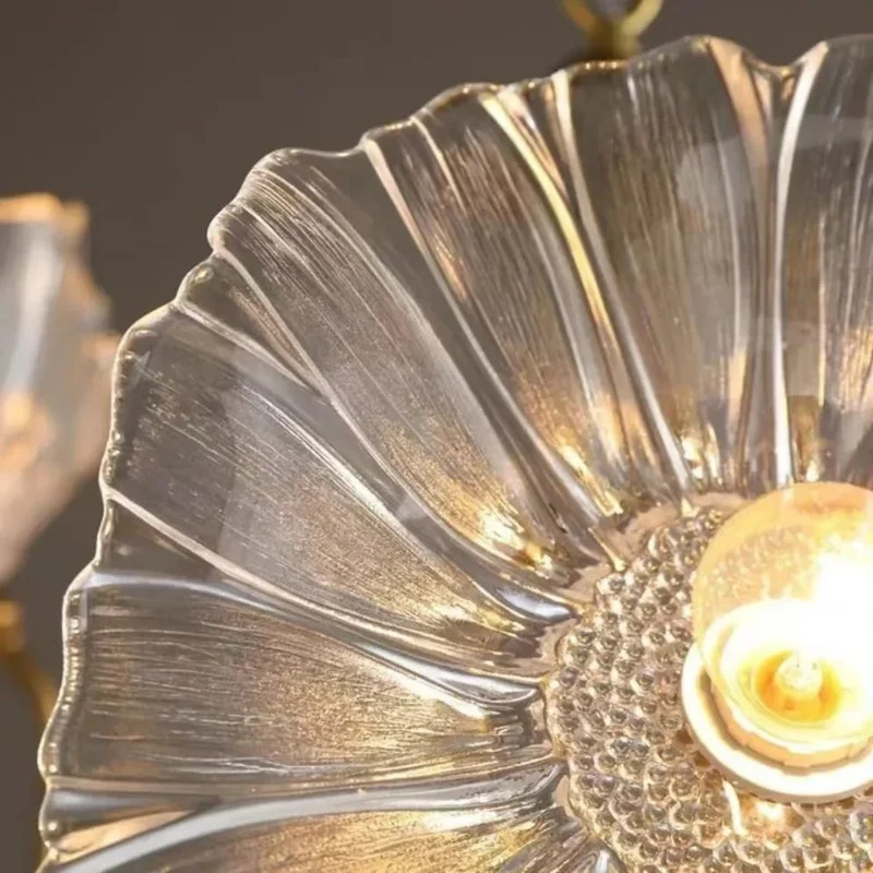 Lustre Design Moderne Pétale en Verre – Neutre ou Coloré Glamour