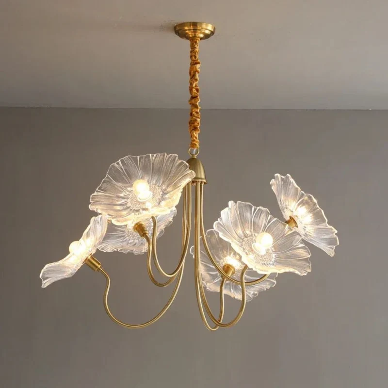Lustre Design Moderne Pétale en Verre – Neutre ou Coloré Glamour