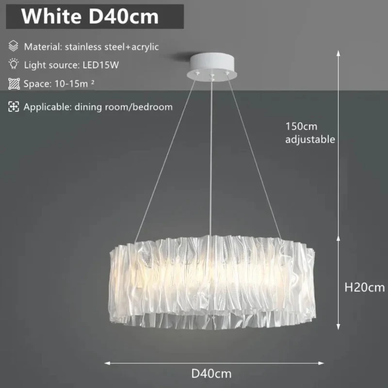Lustre Contemporain Ondulé Blanc et Doré – Point Focal Élégant