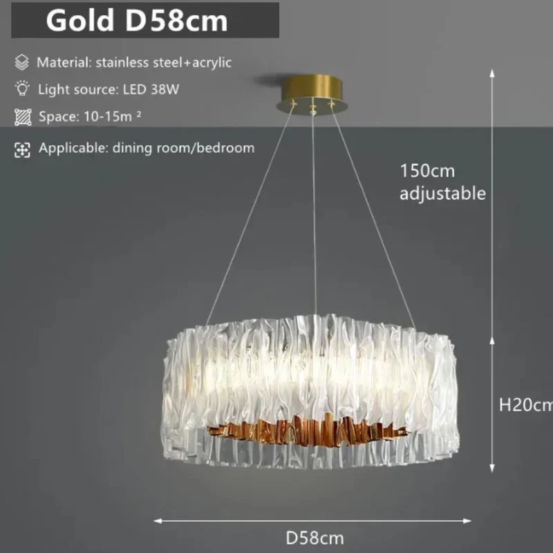 Lustre Contemporain Ondulé Blanc et Doré – Point Focal Élégant