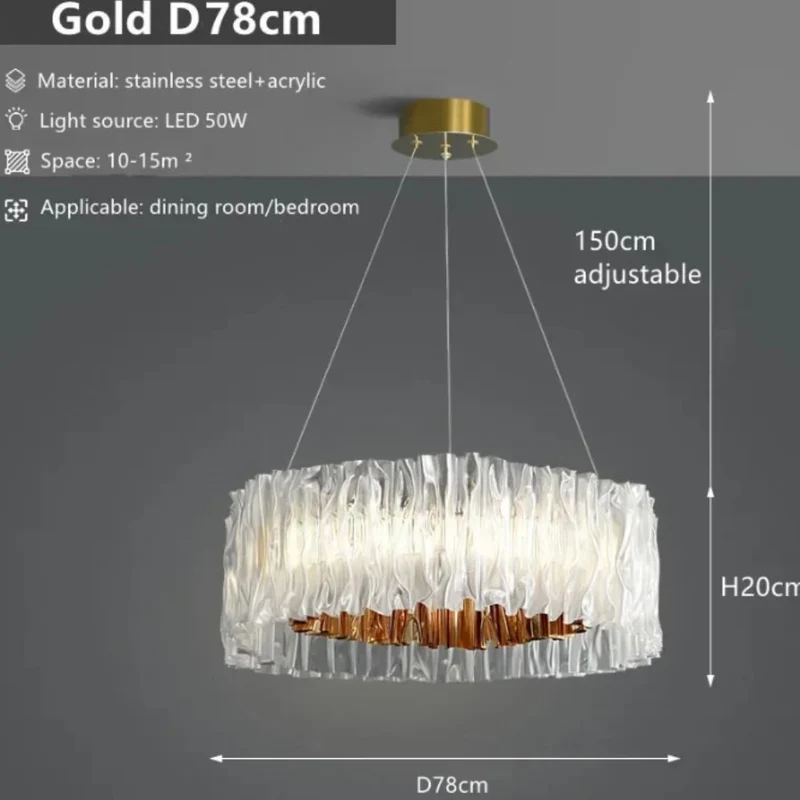Lustre Contemporain Ondulé Blanc et Doré – Point Focal Élégant