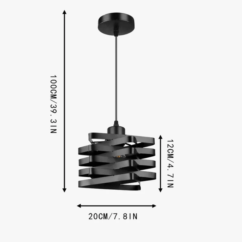 Lustre Noir Industriel Escalier Entrelacé – Noir, Cuivré ou Chromé