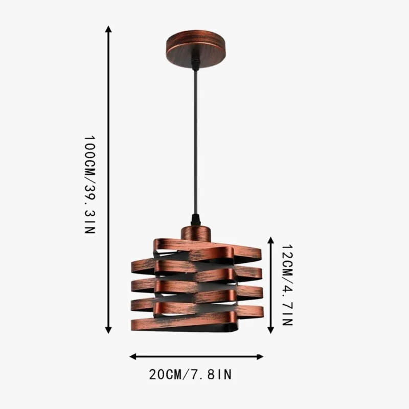 Lustre Noir Industriel Escalier Entrelacé – Noir, Cuivré ou Chromé