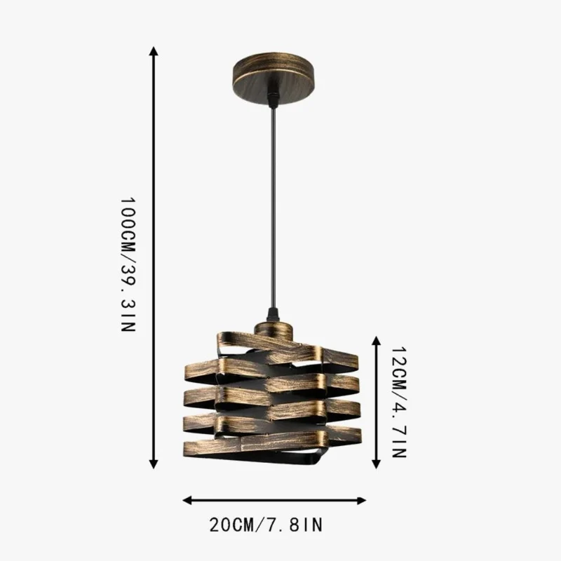 Lustre Noir Industriel Escalier Entrelacé – Noir, Cuivré ou Chromé