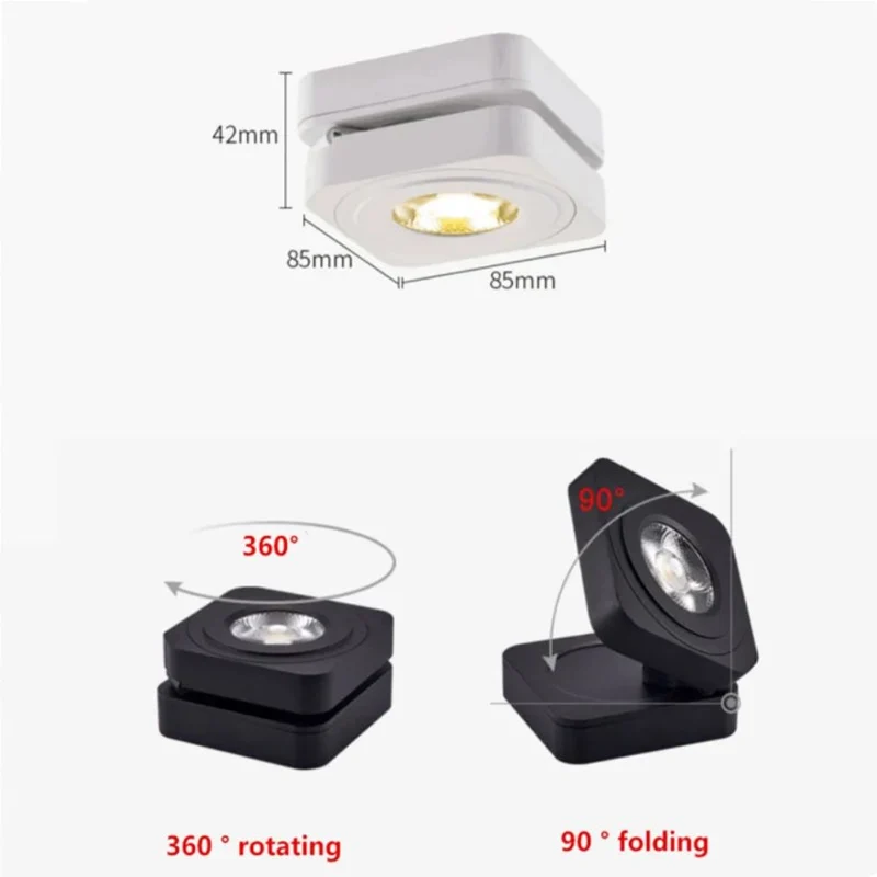 Spot Recouvrable Downlight Dimmable 360° – Blanc ou Noir, Rétro Chic