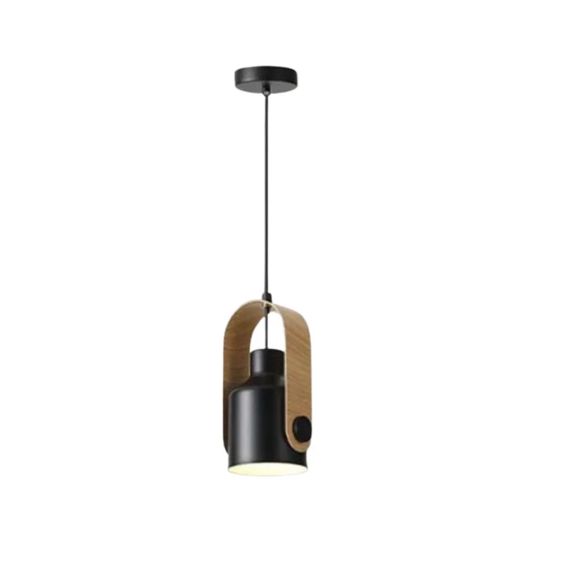 Suspension Îlot Central Scandinave – Arc en Bois et Métal Noir ou Blanc