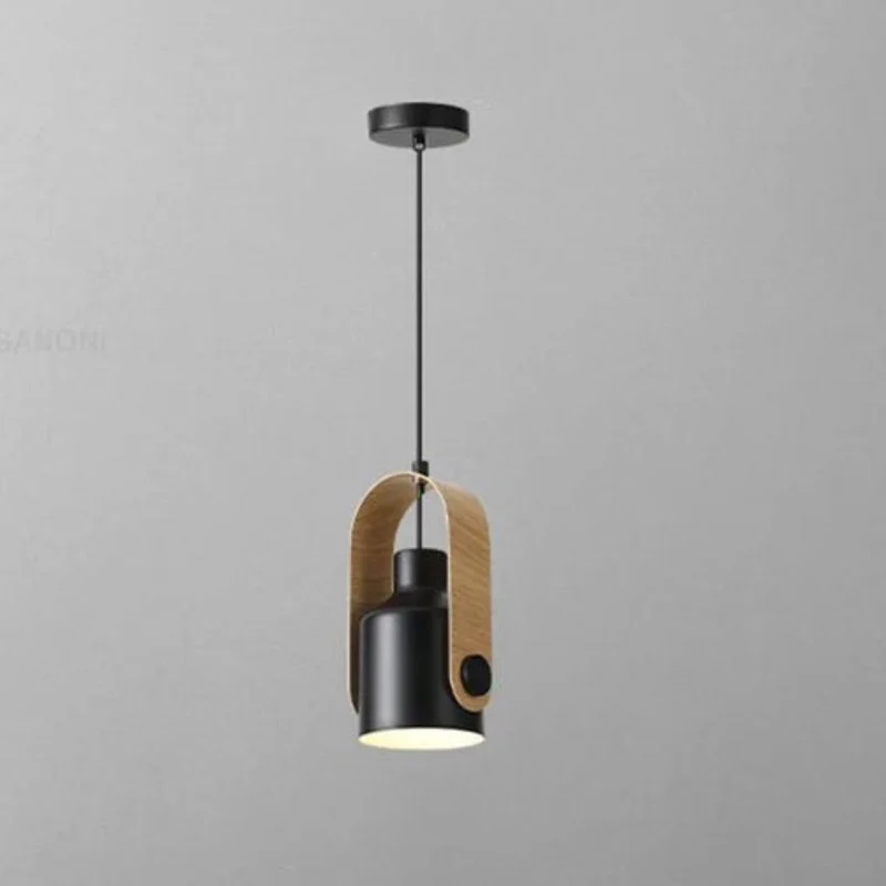Suspension Îlot Central Scandinave – Arc en Bois et Métal Noir ou Blanc