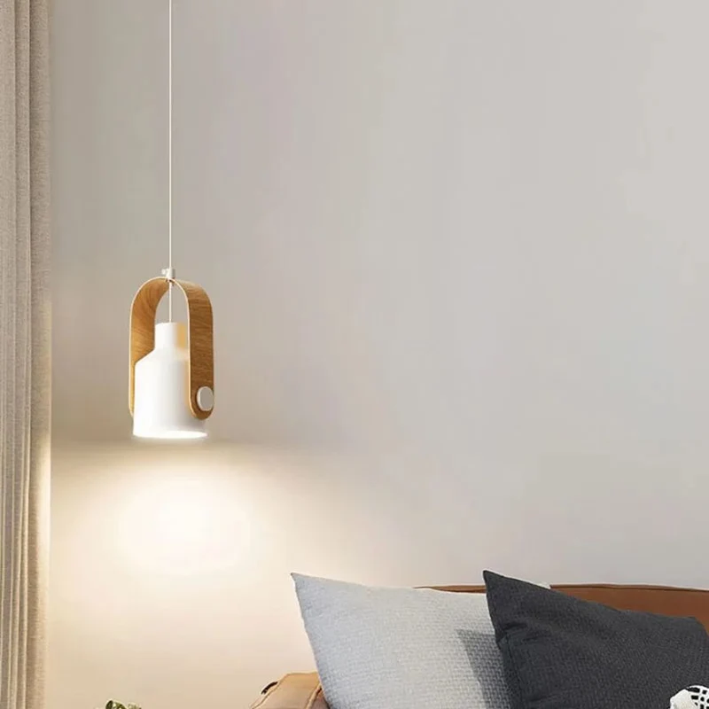 Suspension Îlot Central Scandinave – Arc en Bois et Métal Noir ou Blanc