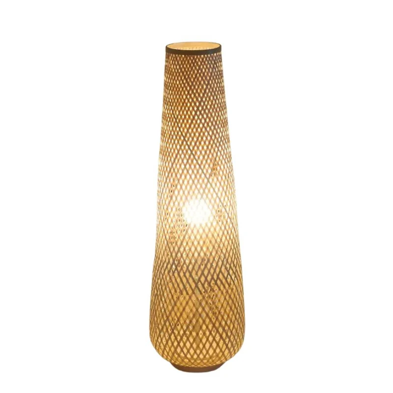 Lampadaire Noir et Bois en Bambou Tressé – 3 Couleurs, Ambiance Cocon