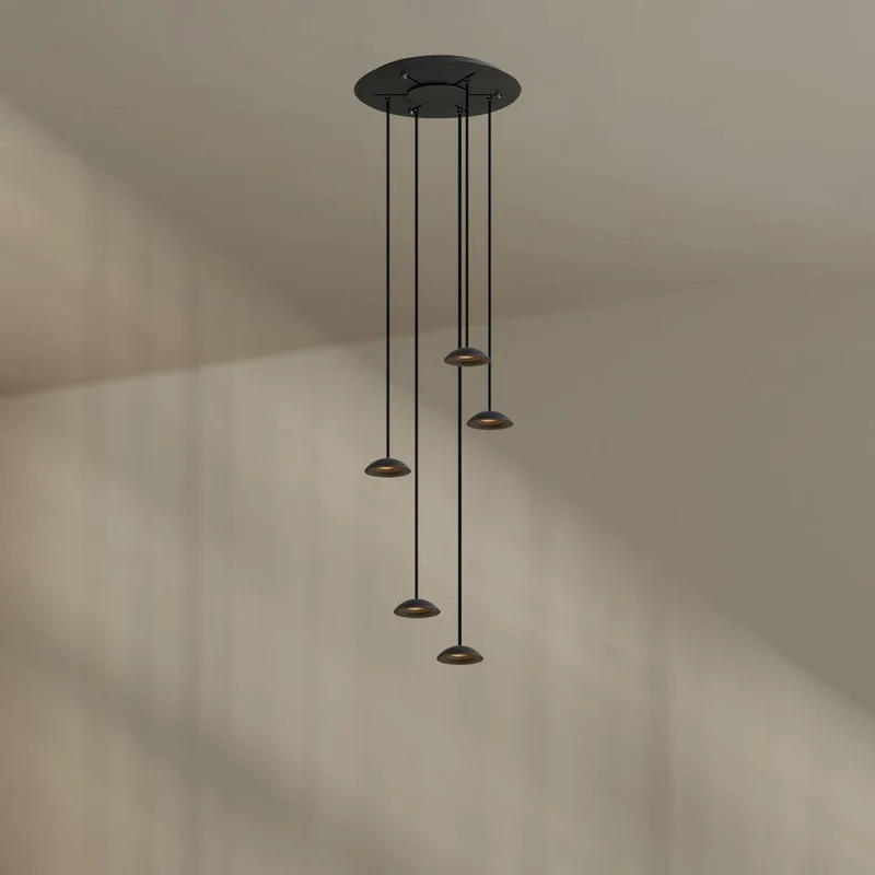 s.luce Santa Air LED Esszimmer-Pendelleuchte 5-flammig Ø 60cm Baldachin