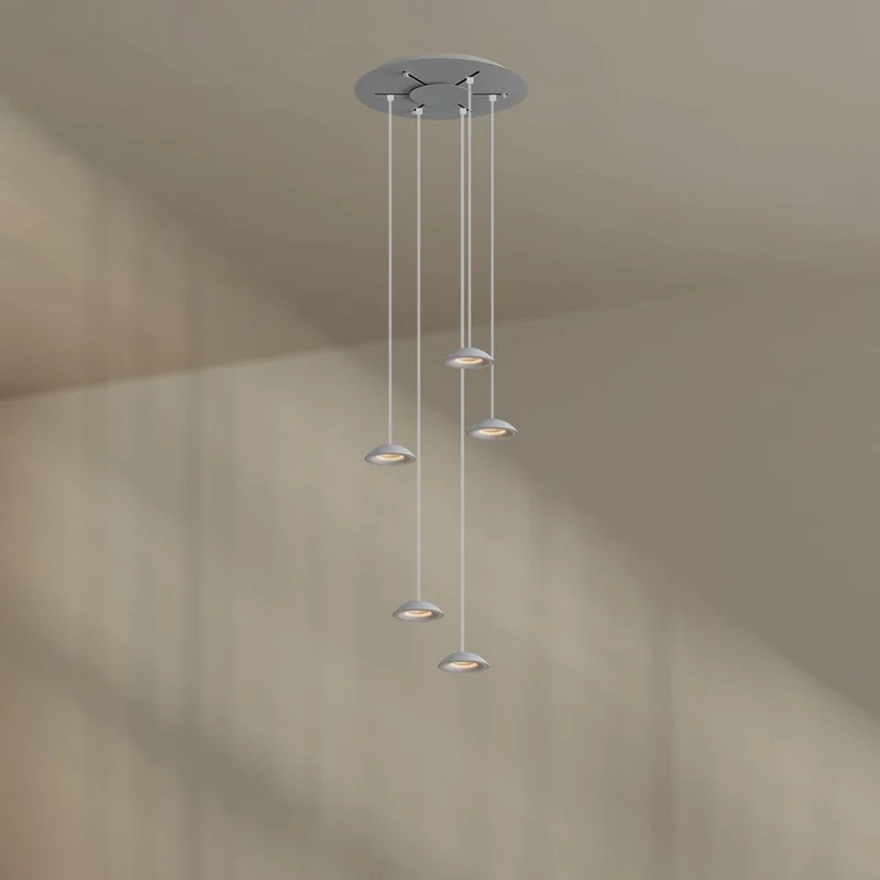 s.luce Santa Air LED Esszimmer-Pendelleuchte 5-flammig Ø 60cm Baldachin