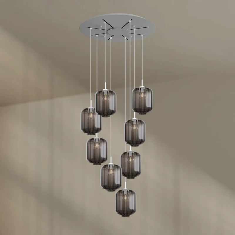 s.luce Velo 8-flammige Galerielampe Ø 80cm Baldachin Ø 25cm