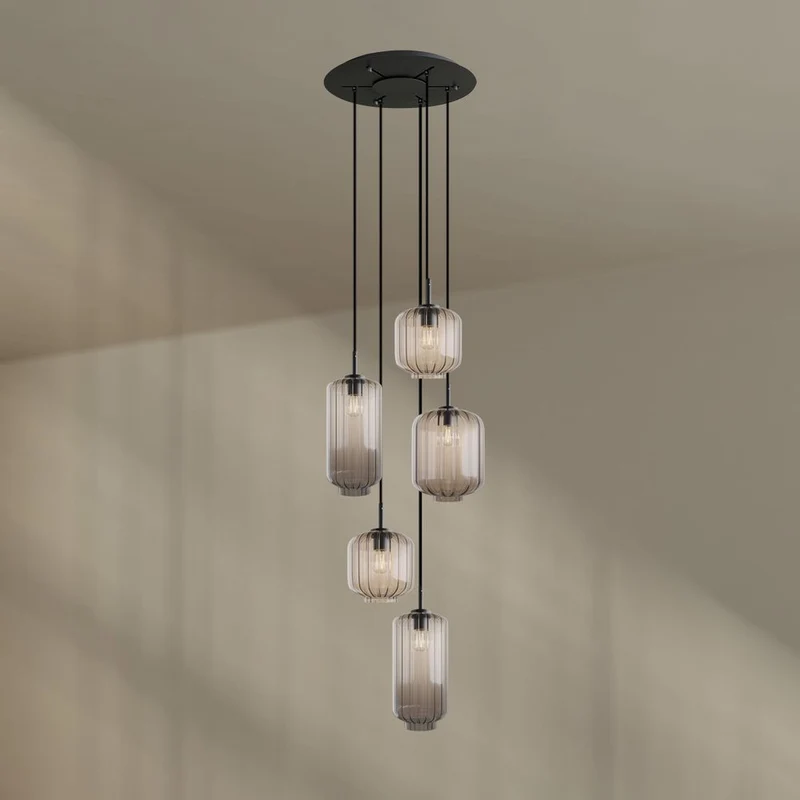s.luce Velo Galerielampe 5-flammig Ø 60cm Baldachin Ø 18/20/25cm
