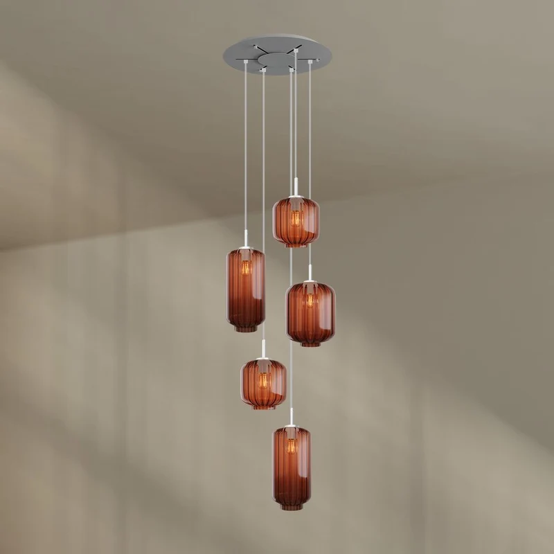 s.luce Velo Galerielampe 5-flammig Ø 60cm Baldachin Ø 18/20/25cm