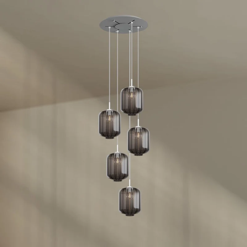 s.luce Velo Galerie-Hängelampe 5-flammig Ø 60cm Baldachin Ø 25cm