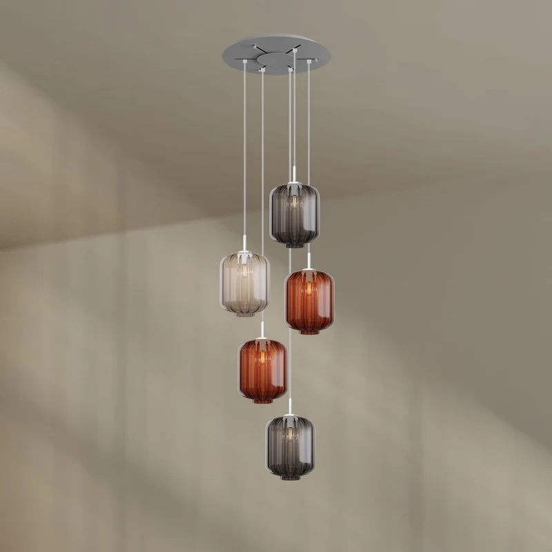 s.luce Velo Galerie-Hängelampe 5-flammig Ø 60cm Baldachin Ø 25cm